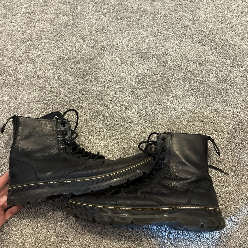 Dr. Martens Combs Leather Black Combat Boots Mens Sz 13 AW004 Air Wair Lace Up